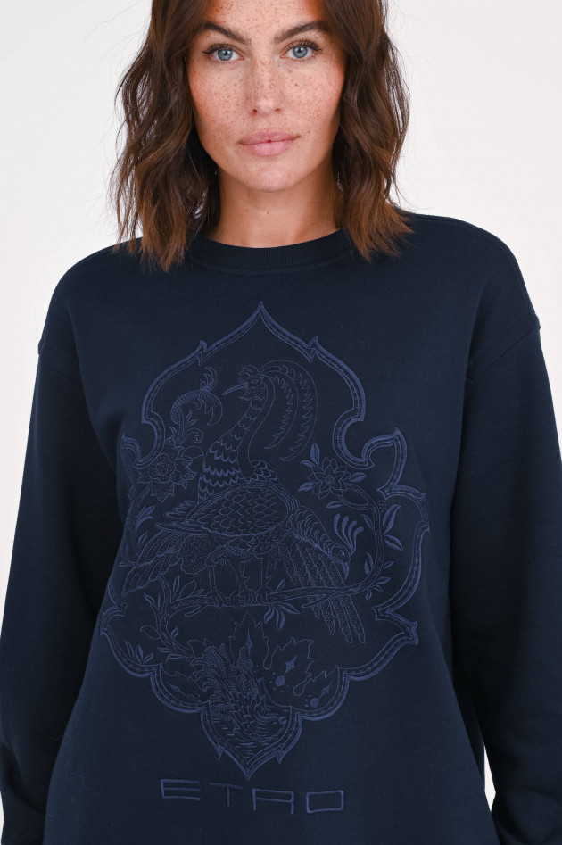Etro Sweatshirt mit Stickerei in Dunkelblau