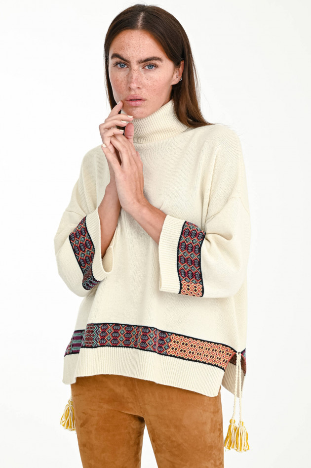 Etro Rollkragen-Pullover mit Quasten in Creme