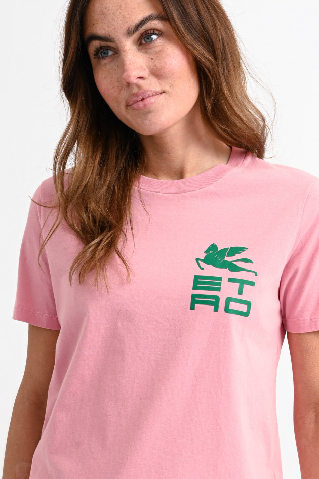 Etro T-Shirt mit Logo-Print in Rosa