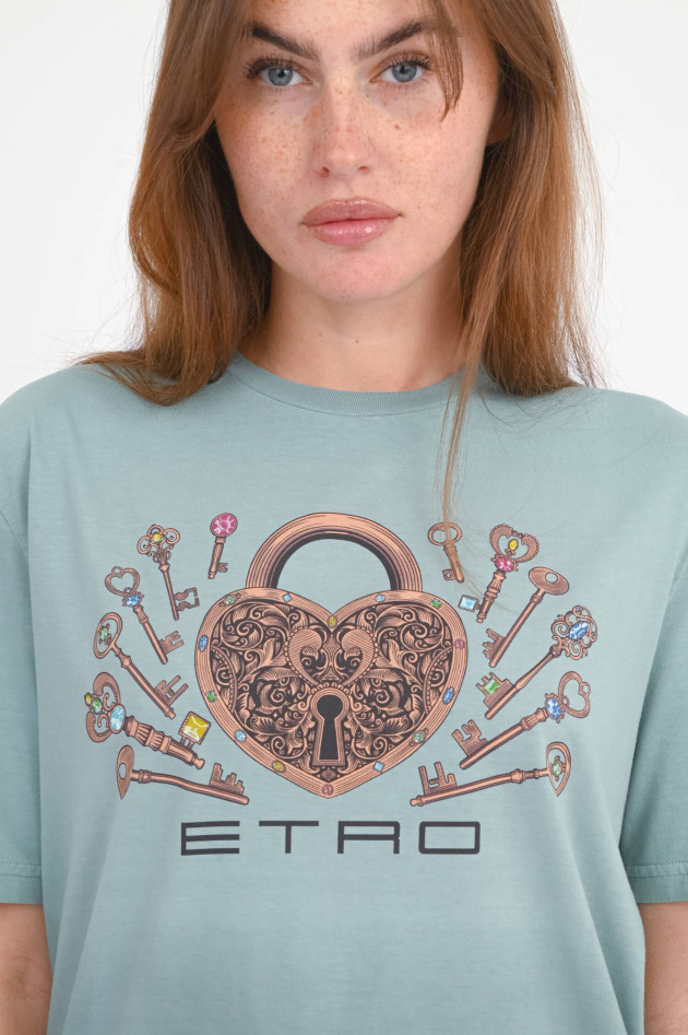 Etro T-Shirt mit Schlüssel-Print in Salbei