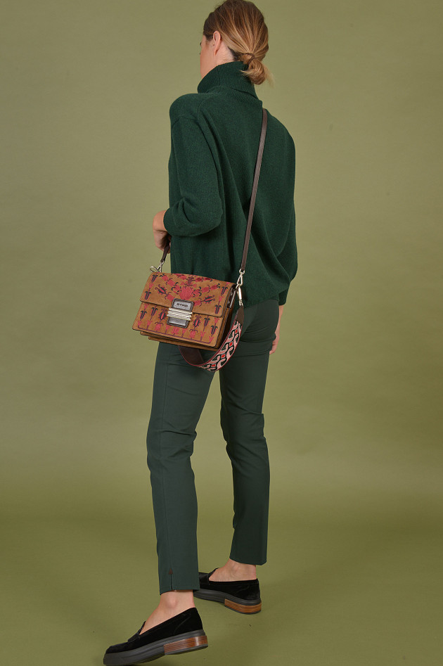 Etro Tasche aus Veloursleder in Beige bestickt