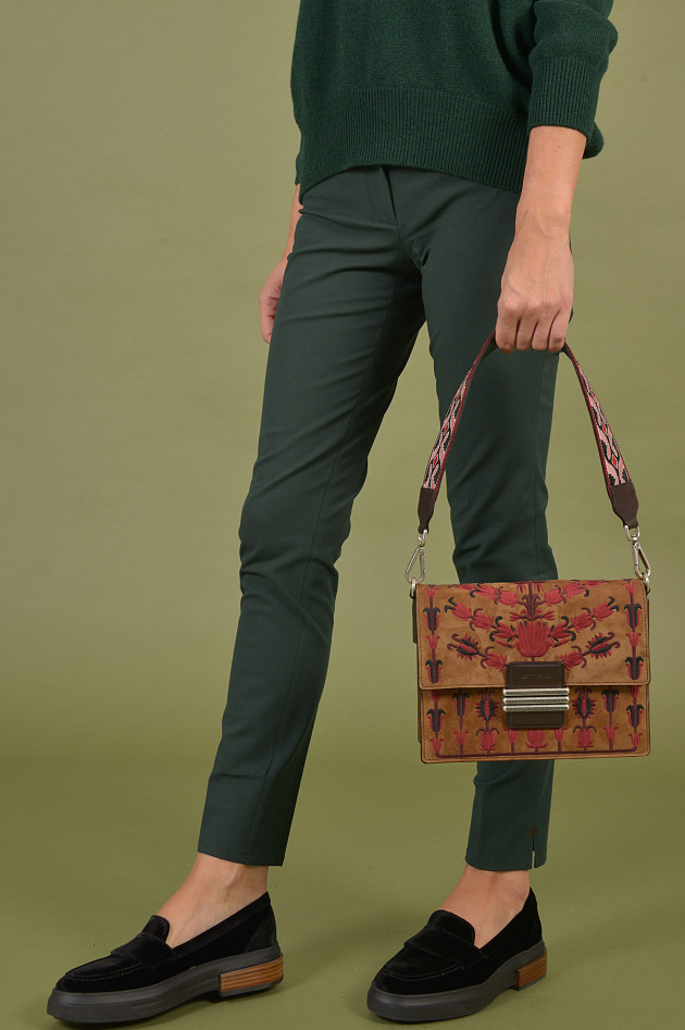 Etro Tasche aus Veloursleder in Beige bestickt