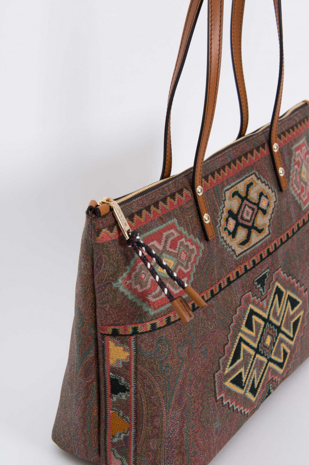 Etro Hantasche mit Paisley-Muster Cognac