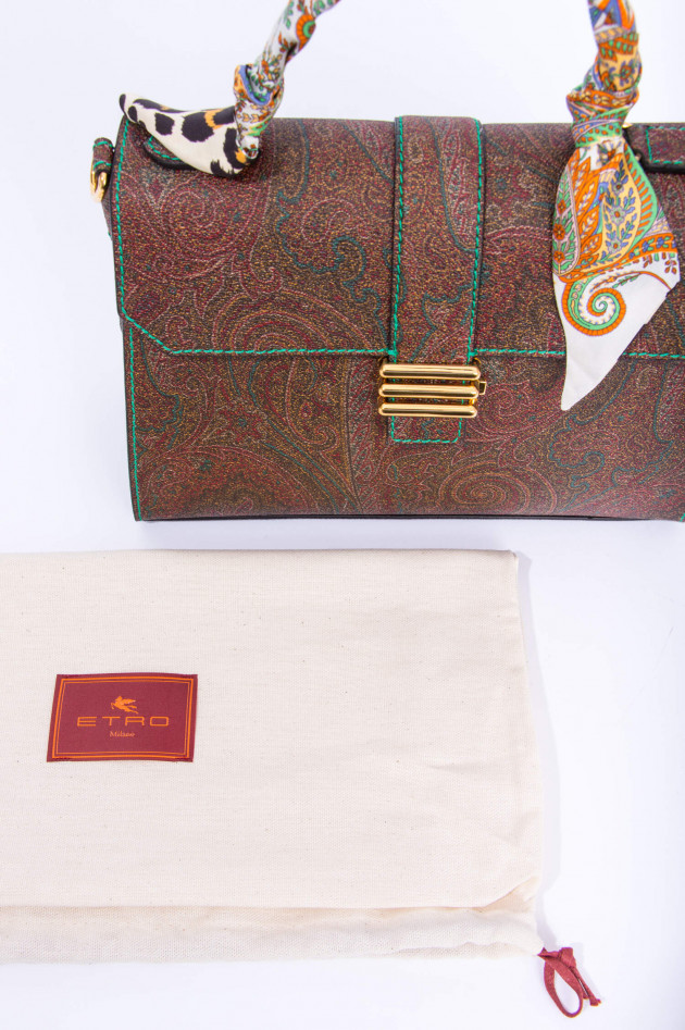 Etro Henkeltasche mit Seidentuch in Bordeaux