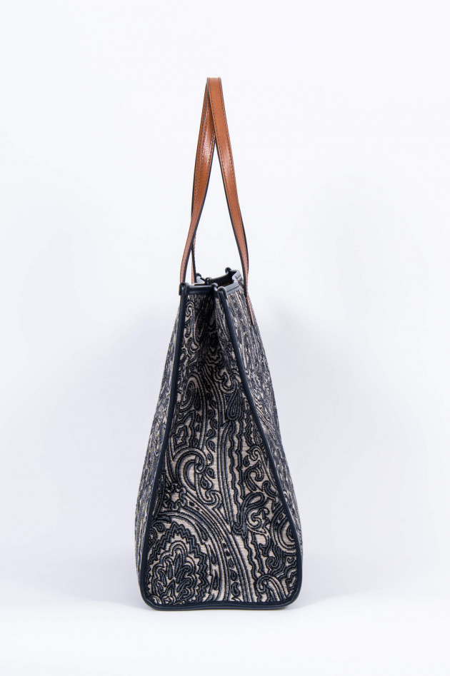 Etro Shopper im floralem Design in Navy gemustert