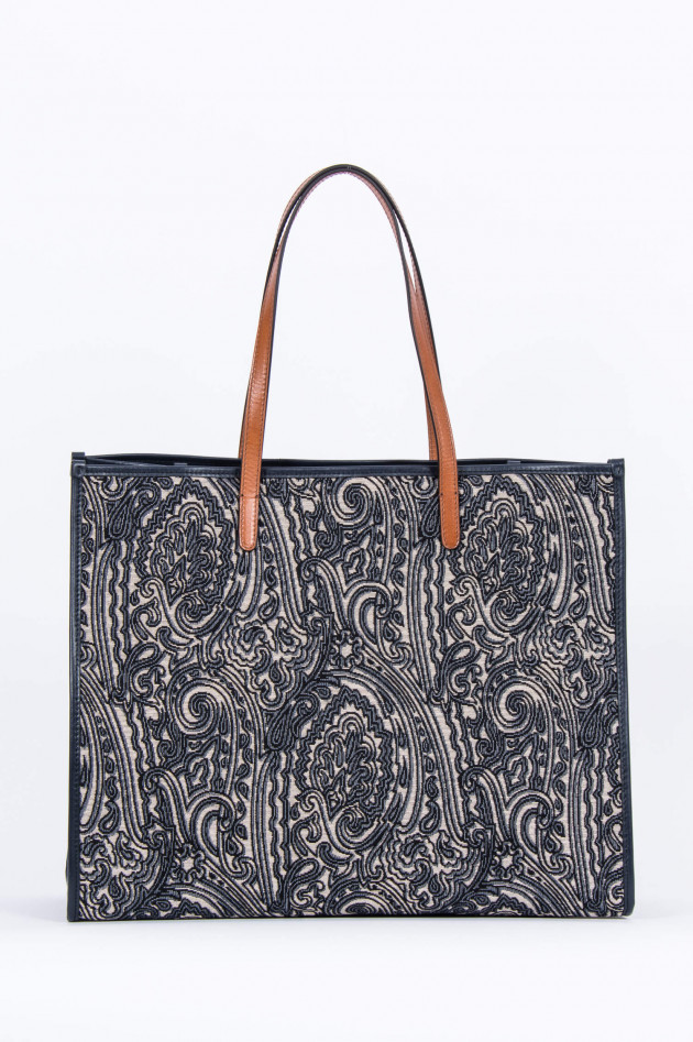 Etro Shopper im floralem Design in Navy gemustert