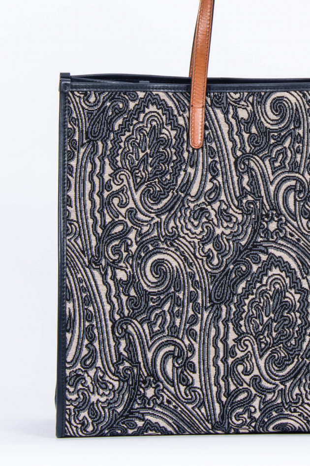 Etro Shopper im floralem Design in Navy gemustert