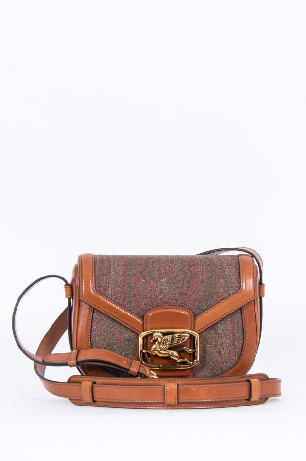 Etro Umhängetasche im Paisley-Design in Camel/Bordeaux