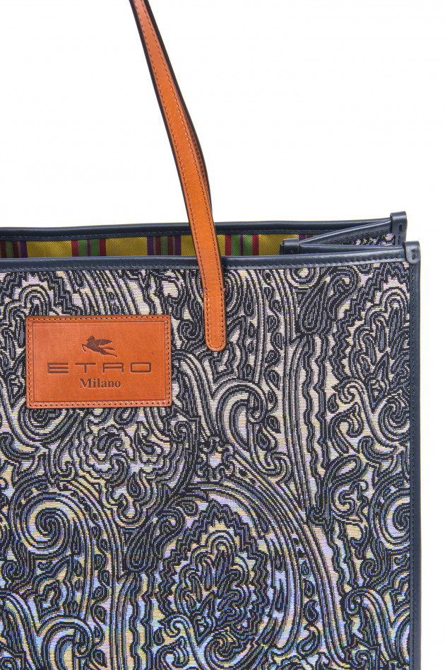 Etro Shopper im floralem Design in Marine