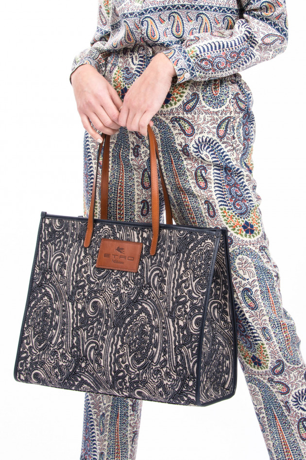 Etro Shopper im floralem Design in Marine