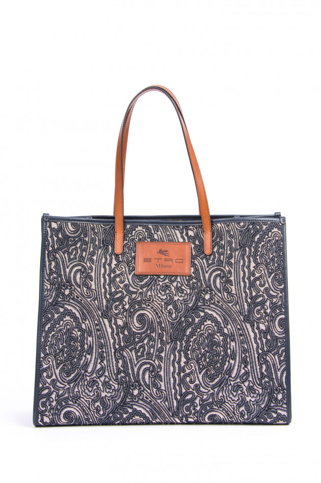 Etro Shopper im floralem Design in Marine