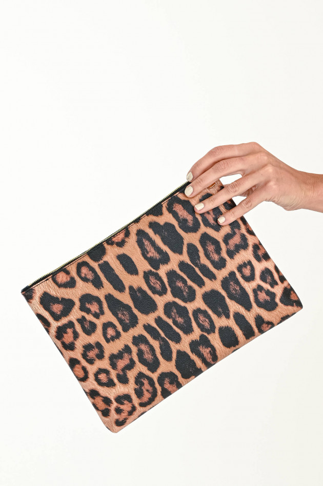 Etro Leo-Clutch mit Pegasus-Print in Braun/Rot