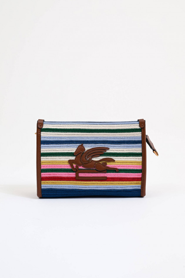 Etro Gestreifte Pouch mit Riemen in Braun/Multicolor