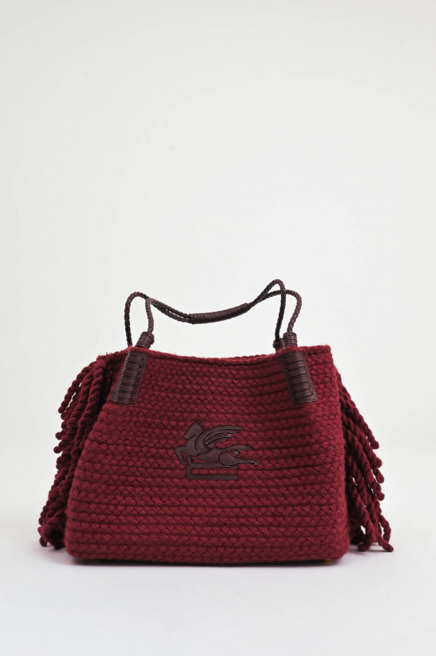 Etro Gestrickter Shopper mit Pegasus-Logo in Bordeaux
