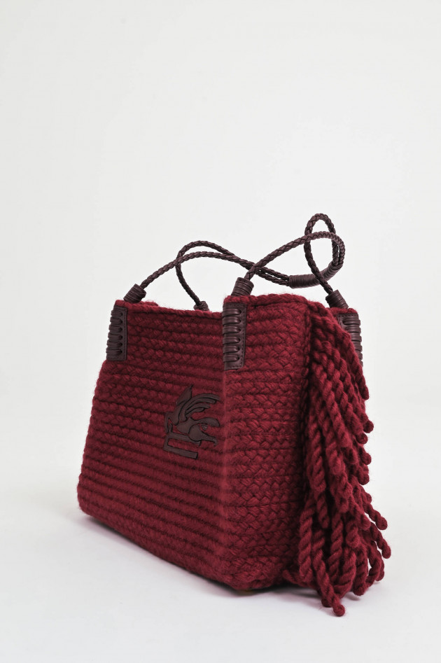 Etro Gestrickter Shopper mit Pegasus-Logo in Bordeaux