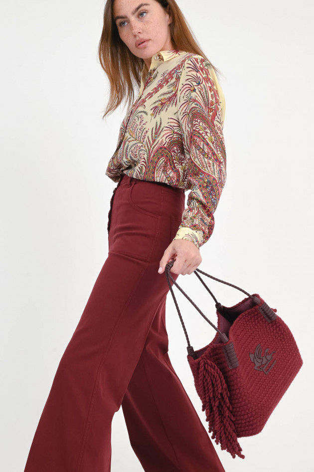 Etro Gestrickter Shopper mit Pegasus-Logo in Bordeaux