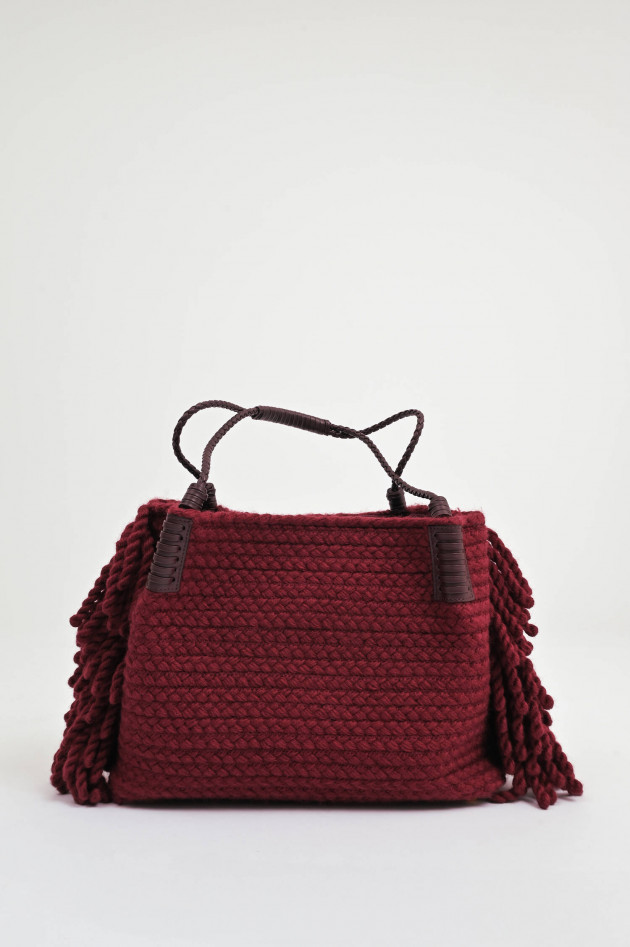Etro Gestrickter Shopper mit Pegasus-Logo in Bordeaux
