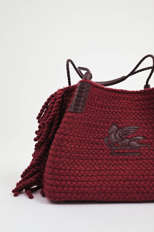 Etro Gestrickter Shopper mit Pegasus-Logo in Bordeaux
