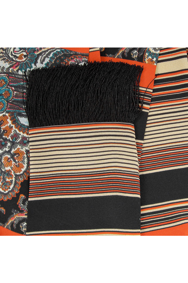 Etro Seidenschal in Schwarz/Orange gemustert