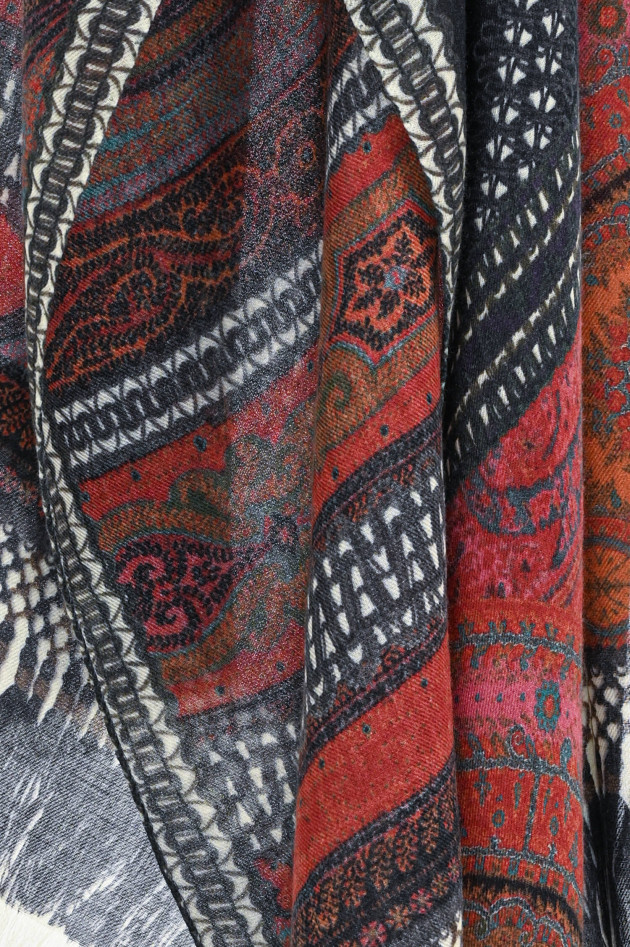 Etro Kaschmir Schal im Paisley-Design in Schwarz/Rot