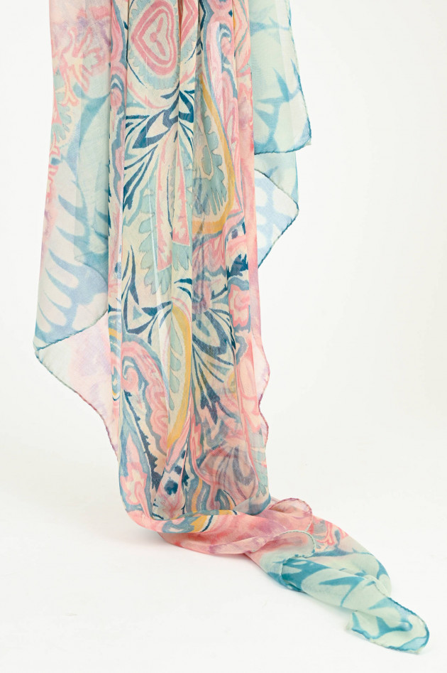 Etro Cashmere Tuch mit Allover-Print in Blau/Rosa