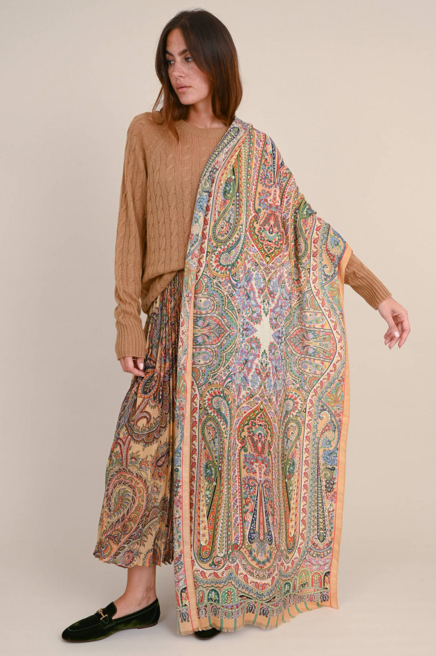 Etro Cashmere Mix Schal mit Paisley Print in Multicolor