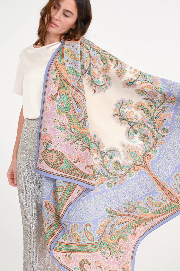 Etro Tuch aus Baumwoll-Seiden-Mix in Multicolor