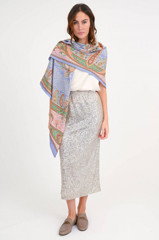 Etro Tuch aus Baumwoll-Seiden-Mix in Multicolor