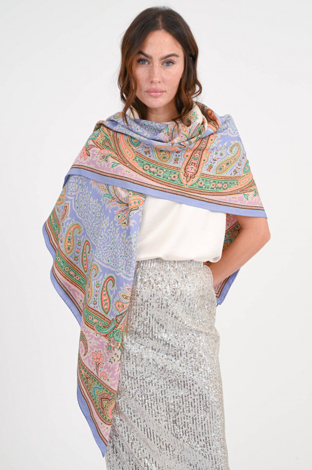 Etro Tuch aus Baumwoll-Seiden-Mix in Multicolor