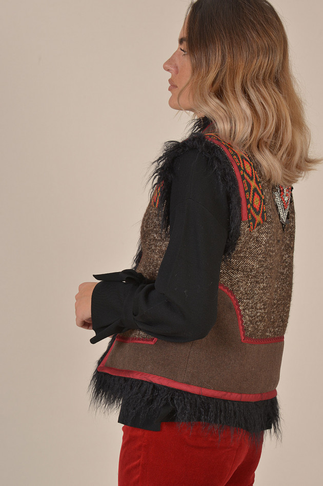 Etro Fellgilet Rot bestickt