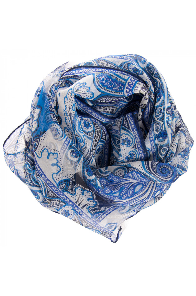 Seidentuch Blau mit Paisleyprint