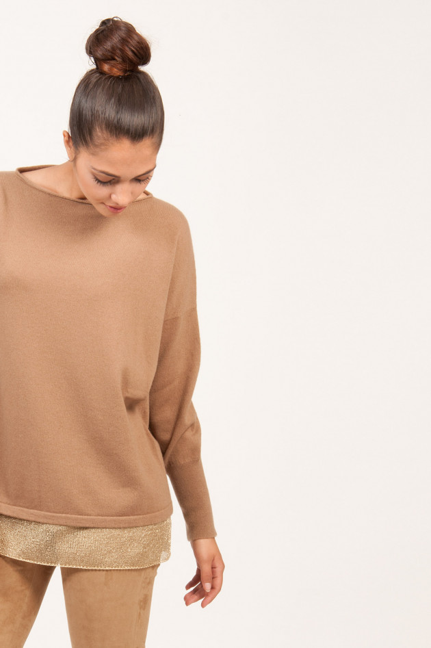 Fabiana Filippi black Cashmerepullover mit Goldsaum in Camel