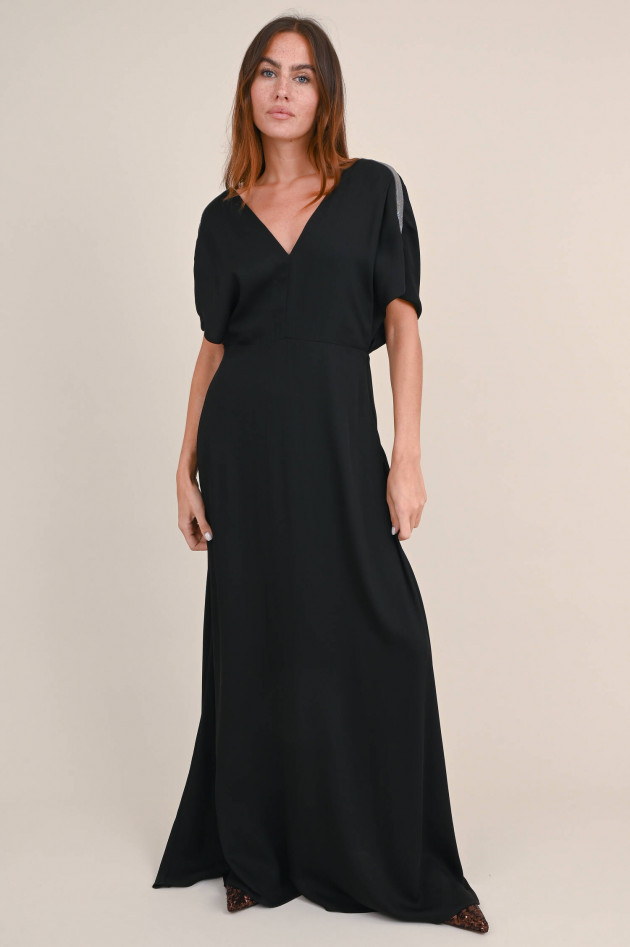 Fabiana Filippi Maxi Kleid mit Monili-Perlen in Schwarz