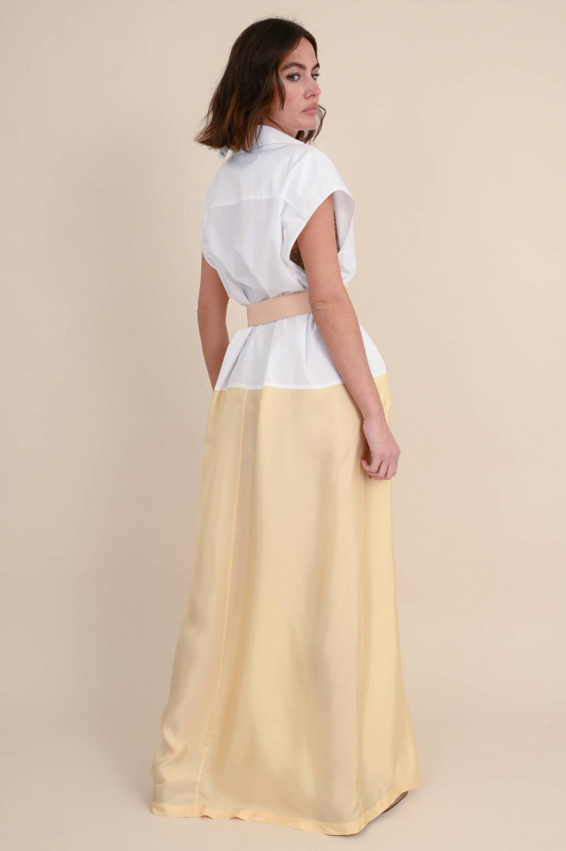 Fabiana Filippi Hemdblusenkleid aus Popelin in Weiß/Pastellgelb