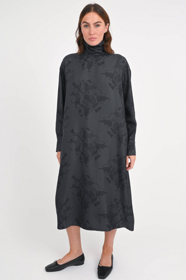 Fabiana Filippi Seidenkleid mit dezentem Muster in Schwarz