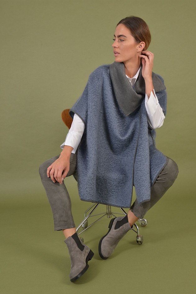 Fabiana Filippi Poncho aus Mohair in Grau/Blau