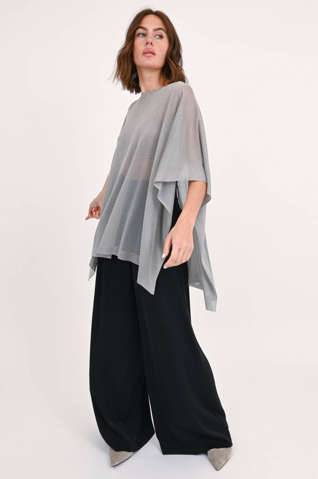 Fabiana Filippi Poncho mit Lurex-Fäden in Silber | GRUENER.AT