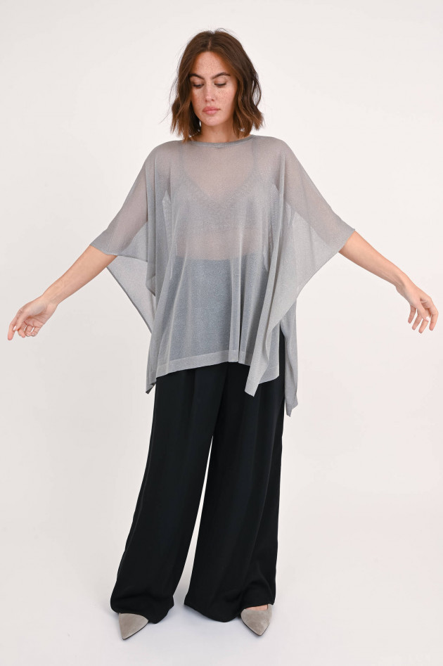 Fabiana Filippi Poncho mit Lurex-Fäden in Silber