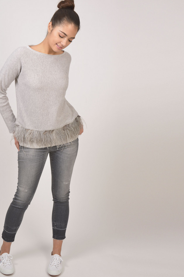 Fabiana Filippi Pullover mit Straußenfedern in Grau