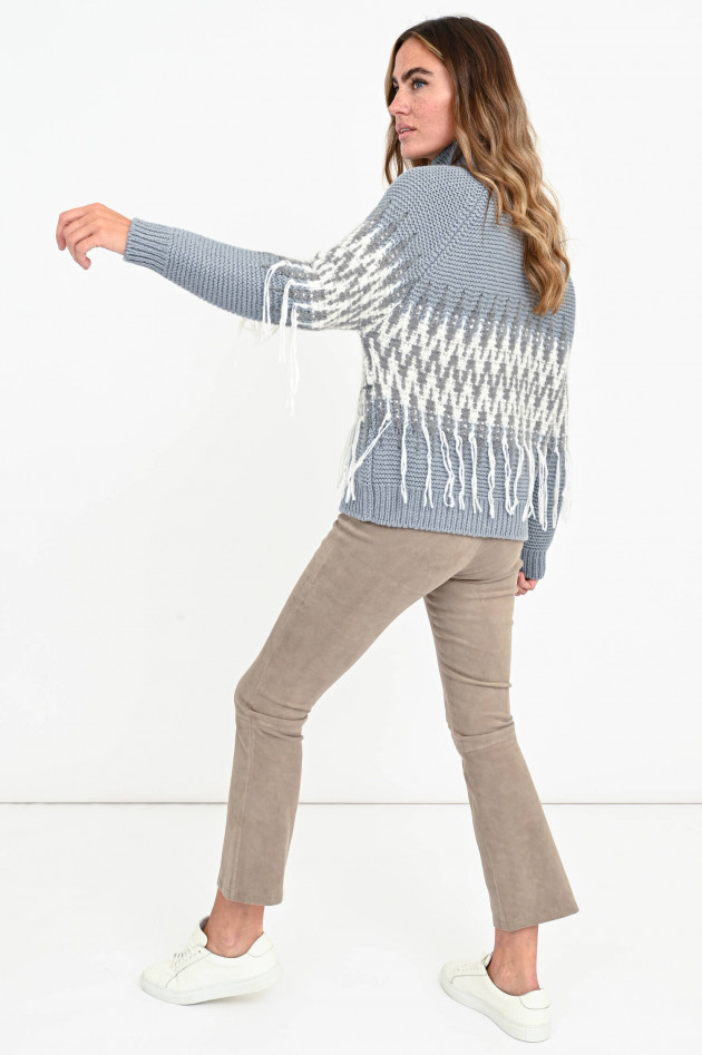 Fabiana Filippi Strickpullover mit Fransen in Hellgrau