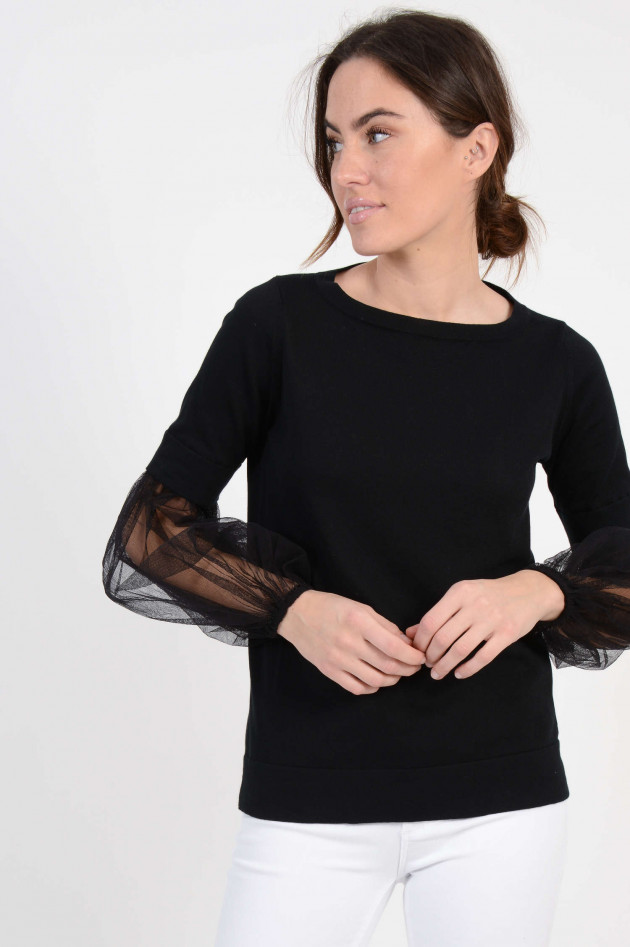 Fabiana Filippi Pullover mit Tüllärmel in Schwarz