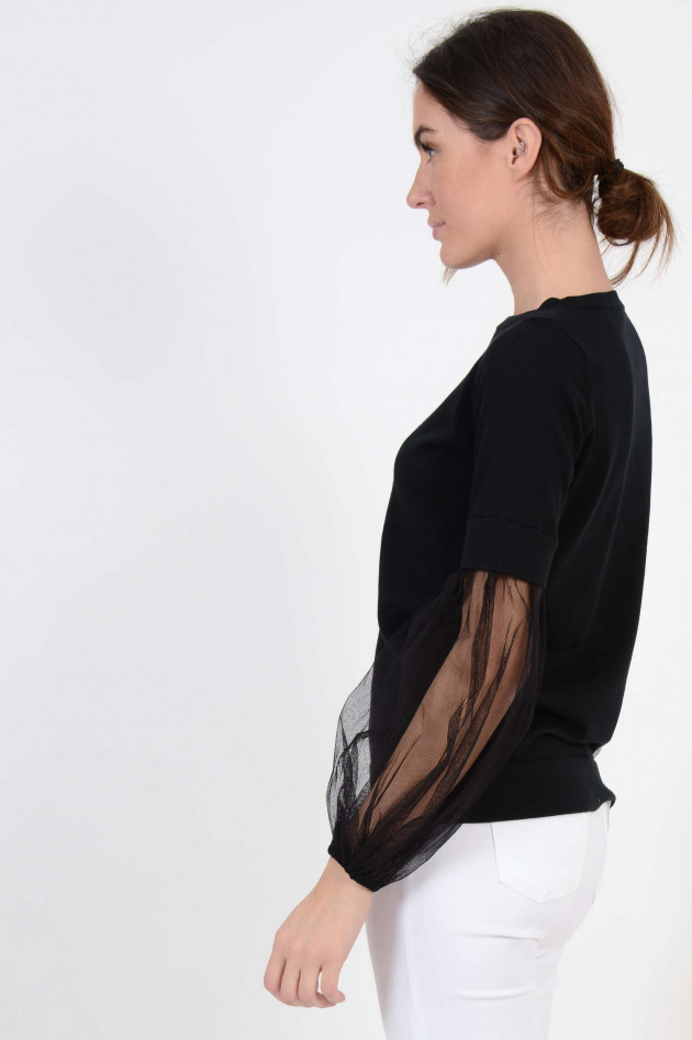 Fabiana Filippi Pullover mit Tüllärmel in Schwarz