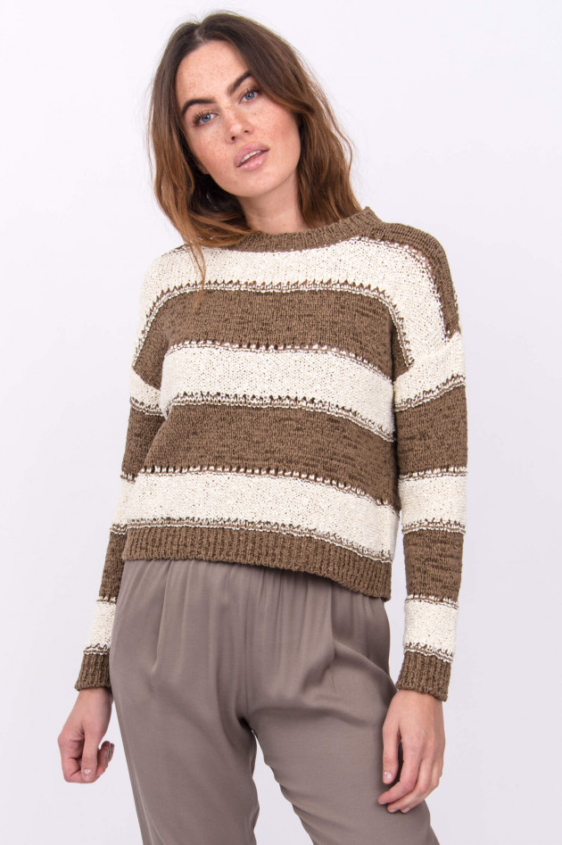 Fabiana Filippi Grobstrickpullover in Natur/Braun gestreift