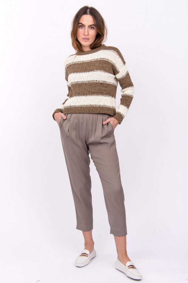 Fabiana Filippi Grobstrickpullover in Natur/Braun gestreift