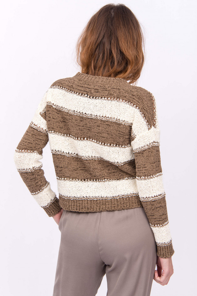 Fabiana Filippi Grobstrickpullover in Natur/Braun gestreift