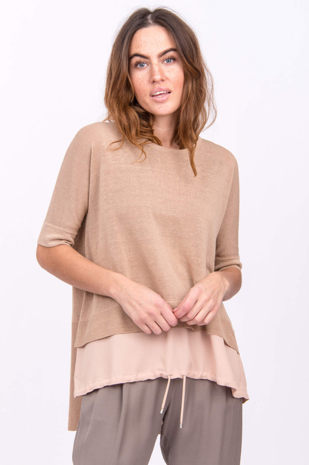 Fabiana Filippi Hochwertiges Leinenshirt in Camel/Rose