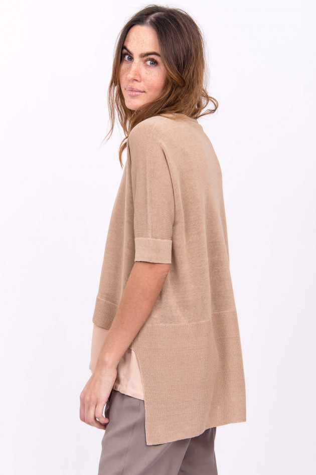 Fabiana Filippi Hochwertiges Leinenshirt in Camel/Rose