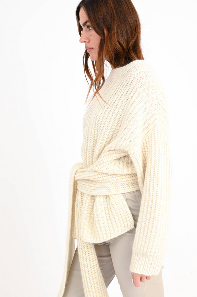 Fabiana Filippi Oversized Strickpullover mit Gürtel in Creme