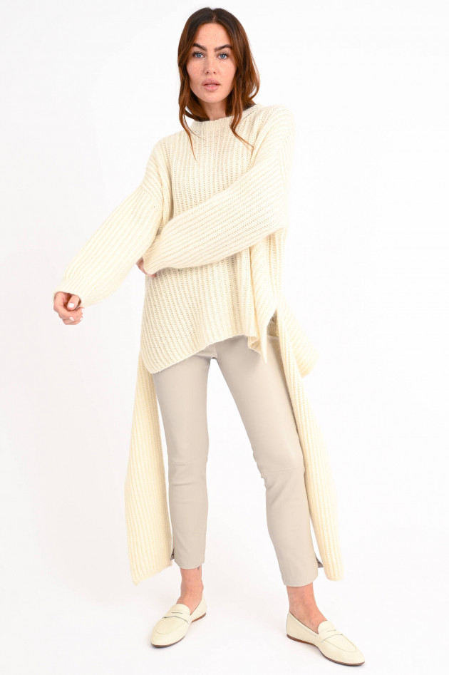 Fabiana Filippi Oversized Strickpullover mit Gürtel in Creme