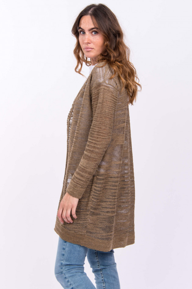 Fabiana Filippi Leinen-Cardigan in Braun/Gold